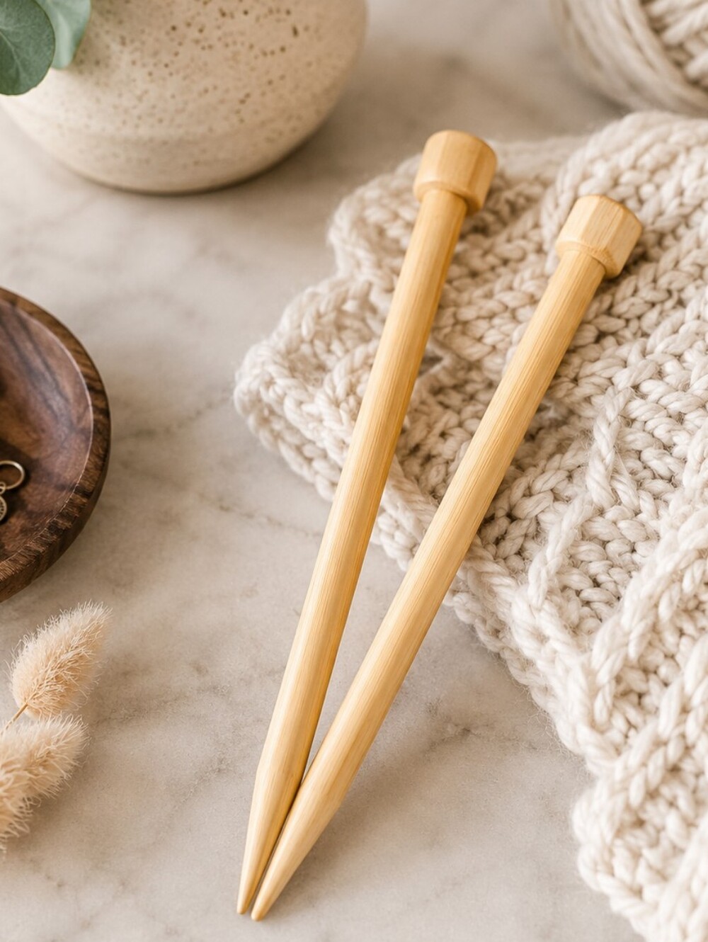Clover Bamboo Knitting Needles Size 19 (15.0 mm) – Large Wood Needles for Chunky